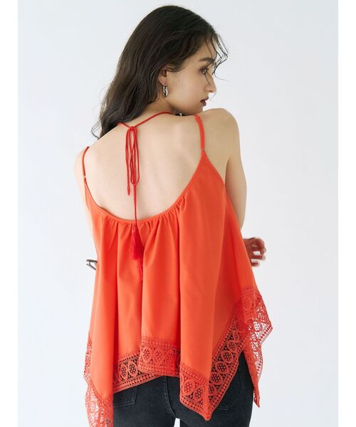 LAGUNAMOON（ラグナムーン）の「レースヘムチュニック 【夏服】 【レイヤードトップス】（キャミソール・レディース・ネイビー/オレンジ/ホワイト・FREE）」の5枚目の写真