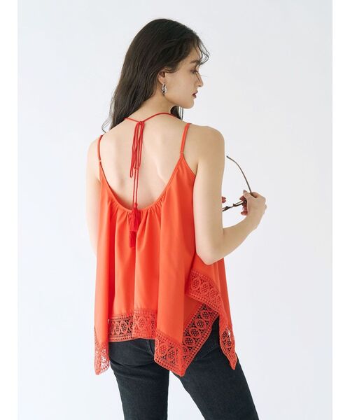 LAGUNAMOON（ラグナムーン）の「レースヘムチュニック 【夏服】 【レイヤードトップス】（キャミソール・レディース・ネイビー/オレンジ/ホワイト・FREE）」の6枚目の写真