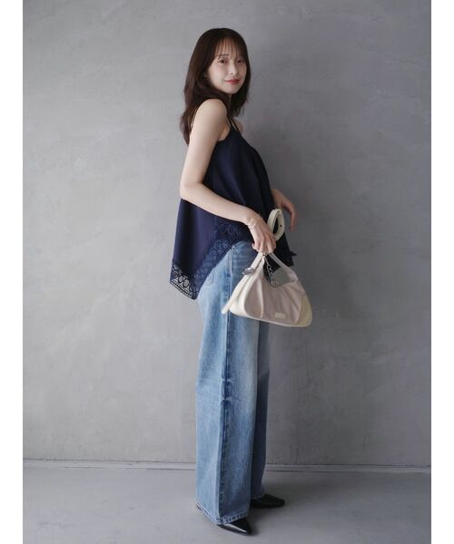 LAGUNAMOON（ラグナムーン）の「レースヘムチュニック 【夏服】 【レイヤードトップス】（キャミソール・レディース・ネイビー/オレンジ/ホワイト・FREE）」の12枚目の写真