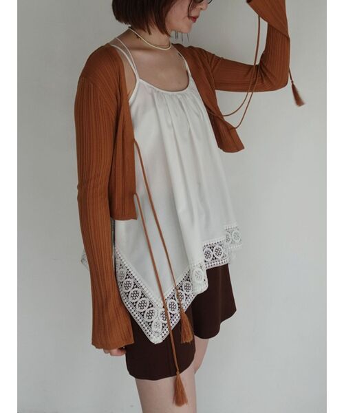 LAGUNAMOON（ラグナムーン）の「レースヘムチュニック 【夏服】 【レイヤードトップス】（キャミソール・レディース・ネイビー/オレンジ/ホワイト・FREE）」の13枚目の写真