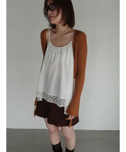LAGUNAMOON（ラグナムーン）の「レースヘムチュニック 【夏服】 【レイヤードトップス】（キャミソール・レディース・ネイビー/オレンジ/ホワイト・FREE）」の14枚目の写真