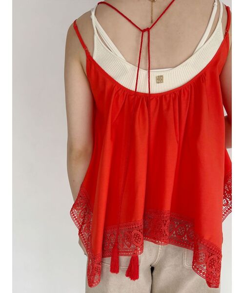 LAGUNAMOON（ラグナムーン）の「レースヘムチュニック 【夏服】 【レイヤードトップス】（キャミソール・レディース・ネイビー/オレンジ/ホワイト・FREE）」の20枚目の写真