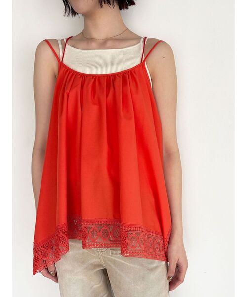 LAGUNAMOON（ラグナムーン）の「レースヘムチュニック 【夏服】 【レイヤードトップス】（キャミソール・レディース・ネイビー/オレンジ/ホワイト・FREE）」の21枚目の写真