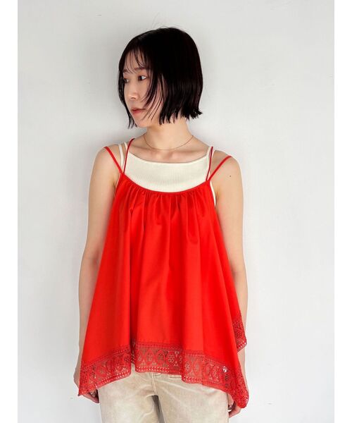 LAGUNAMOON（ラグナムーン）の「レースヘムチュニック 【夏服】 【レイヤードトップス】（キャミソール・レディース・ネイビー/オレンジ/ホワイト・FREE）」の22枚目の写真