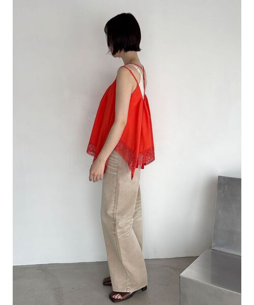 LAGUNAMOON(ラグナムーン)の「レースヘムチュニック 【夏服】 【レイヤードトップス】(キャミソール・レディース・ネイビー/オレンジ/ホワイト・FREE)」の9枚目の写真