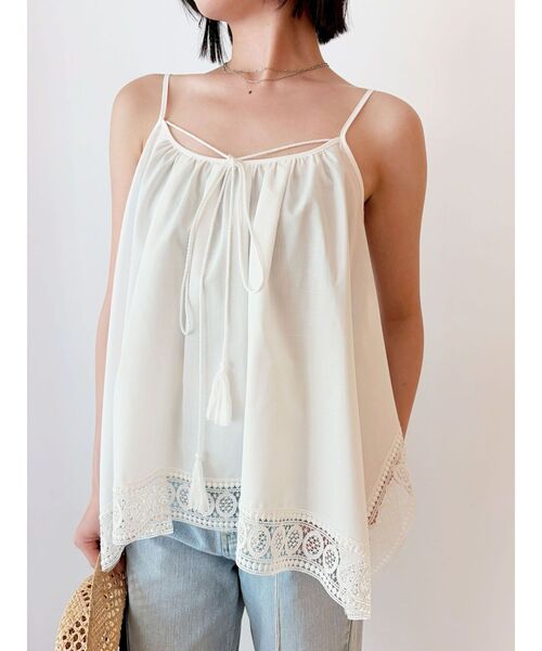 LAGUNAMOON(ラグナムーン)の「レースヘムチュニック 【夏服】 【レイヤードトップス】(キャミソール・レディース・ネイビー/オレンジ/ホワイト・FREE)」の11枚目の写真