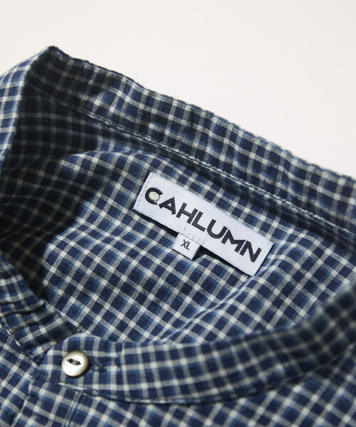 CAHLUMN(カウラム)の「CAHLUMN/カウラム Indigo Madras Check Pullover Stand Collar Shirt(シャツ/ブラウス・メンズ・ネイビー・MEDIUM/LARGE/X-LARGE/XX-LARGE)」の3枚目の写真