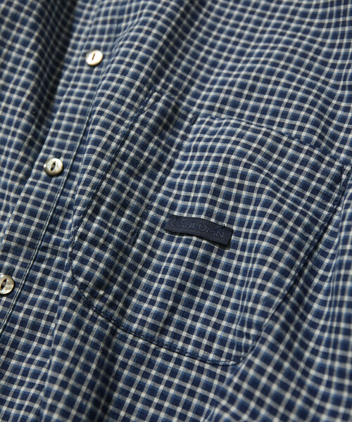 CAHLUMN(カウラム)の「CAHLUMN/カウラム Indigo Madras Check Pullover Stand Collar Shirt(シャツ/ブラウス・メンズ・ネイビー・MEDIUM/LARGE/X-LARGE/XX-LARGE)」の7枚目の写真