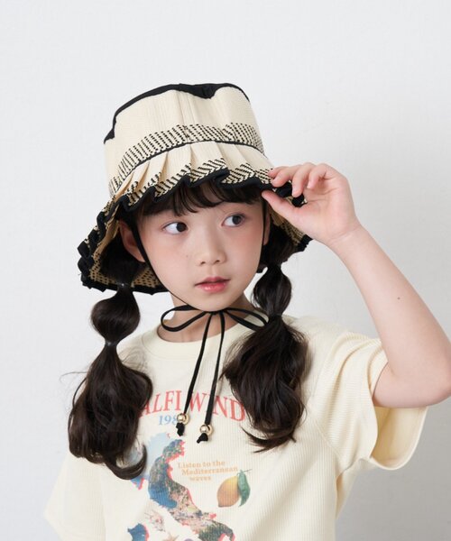 CIAOPANIC TYPY(チャオパニックティピー)の「【KIDS】【Aguni】プリーツハット(ハット・キッズ・ブラック/グリーン・ONE SIZE)」の3枚目の写真