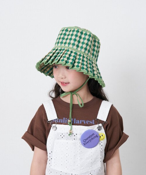CIAOPANIC TYPY(チャオパニックティピー)の「【KIDS】【Aguni】プリーツハット(ハット・キッズ・ブラック/グリーン・ONE SIZE)」の4枚目の写真