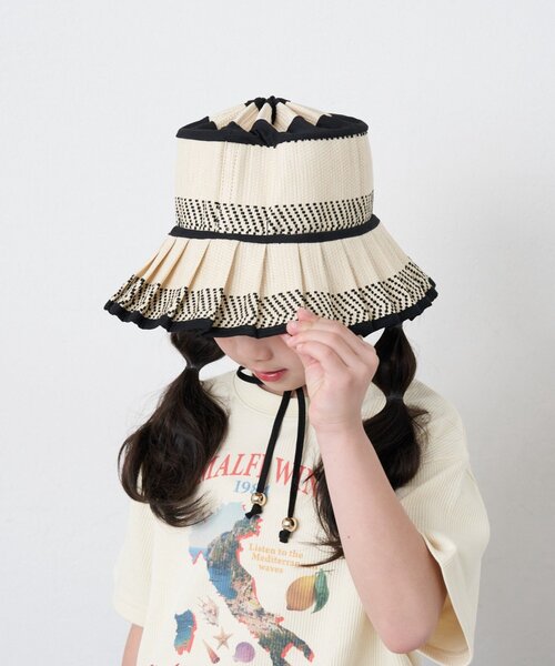 CIAOPANIC TYPY(チャオパニックティピー)の「【KIDS】【Aguni】プリーツハット(ハット・キッズ・ブラック/グリーン・ONE SIZE)」の6枚目の写真