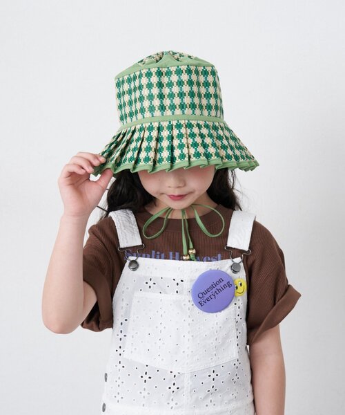 CIAOPANIC TYPY(チャオパニックティピー)の「【KIDS】【Aguni】プリーツハット(ハット・キッズ・ブラック/グリーン・ONE SIZE)」の9枚目の写真