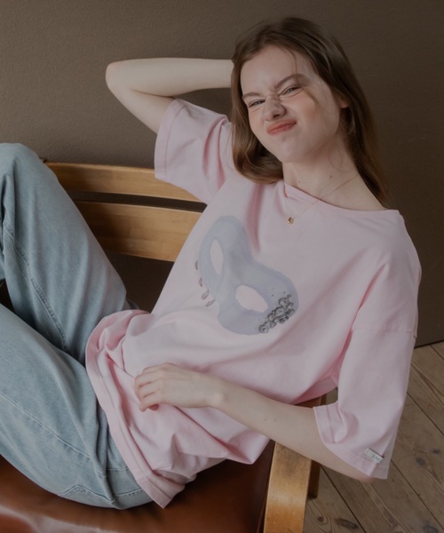 JUMELLE（ジュメロ）の「マスカレードＴ（Tシャツ/カットソー・レディース・ピンク/ホワイト・FREE）」の6枚目の写真