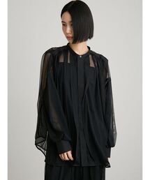 【セットアップ対応】レイヤードチュールブラウス