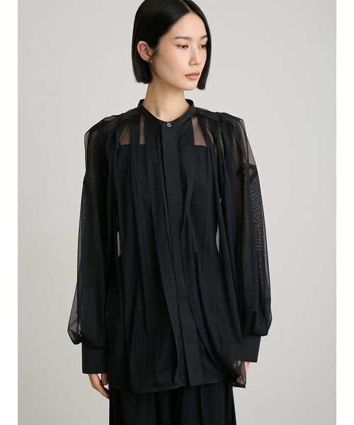 MIESROHE(ミースロエ)の「【セットアップ対応】レイヤードチュールブラウス(シャツ/ブラウス・レディース・ブラック/クリーム・F)」の3枚目の写真