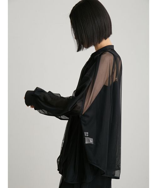 MIESROHE(ミースロエ)の「【セットアップ対応】レイヤードチュールブラウス(シャツ/ブラウス・レディース・ブラック/クリーム・F)」の4枚目の写真