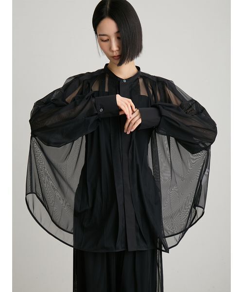 MIESROHE(ミースロエ)の「【セットアップ対応】レイヤードチュールブラウス(シャツ/ブラウス・レディース・ブラック/クリーム・F)」の7枚目の写真