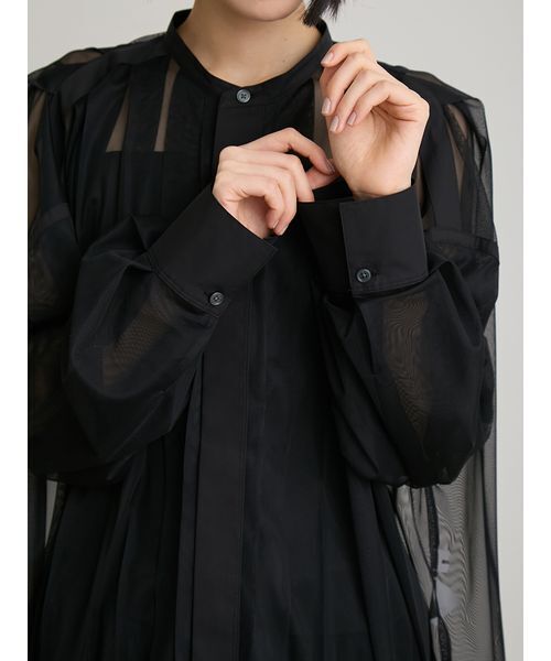 MIESROHE(ミースロエ)の「【セットアップ対応】レイヤードチュールブラウス(シャツ/ブラウス・レディース・ブラック/クリーム・F)」の9枚目の写真