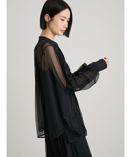 MIESROHE(ミースロエ)の「【セットアップ対応】レイヤードチュールブラウス(シャツ/ブラウス・レディース・ブラック/クリーム・F)」の12枚目の写真