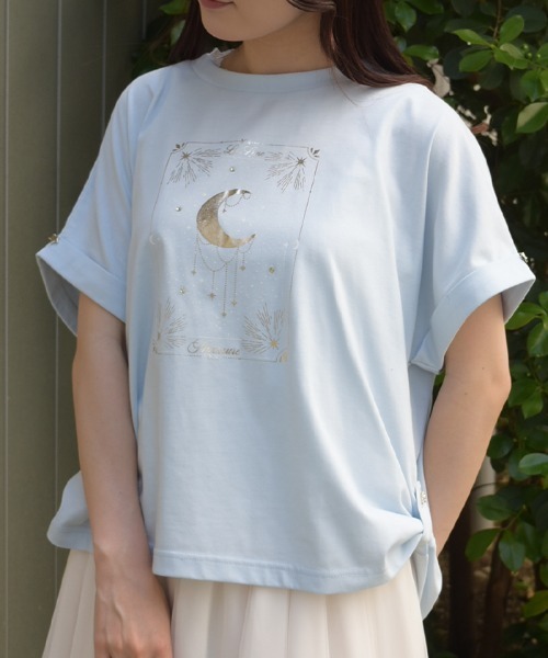 axes femme(アクシーズファム)の「接触冷感エトワールTシャツ(Tシャツ/カットソー・レディース・ホワイト/ラベンダー/サックスブルー/チャコール/ワイン・FREE)」の1枚目の写真