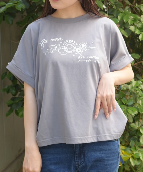 axes femme(アクシーズファム)の「接触冷感エトワールTシャツ(Tシャツ/カットソー・レディース・ホワイト/ラベンダー/サックスブルー/チャコール/ワイン・FREE)」の3枚目の写真