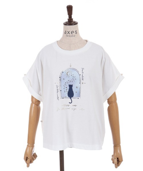 axes femme(アクシーズファム)の「接触冷感エトワールTシャツ(Tシャツ/カットソー・レディース・ホワイト/ラベンダー/サックスブルー/チャコール/ワイン・FREE)」の19枚目の写真