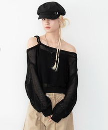 WEGO/ワンショルメッシュニット