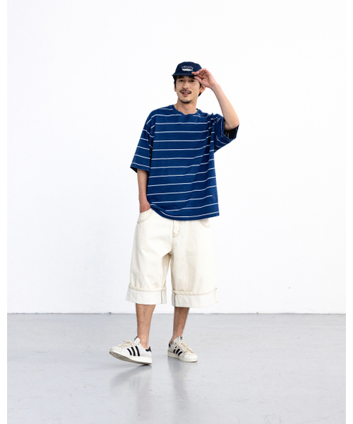ANGLAN(アングラン)の「Denim Striped Tee - White(Tシャツ/カットソー・メンズ・その他・1/2)」の5枚目の写真