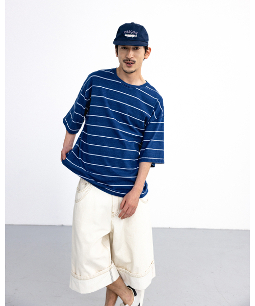 ANGLAN(アングラン)の「Denim Striped Tee - White(Tシャツ/カットソー・メンズ・その他・1/2)」の3枚目の写真