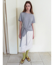 Tie Loose T-Shirt, Melange Grey