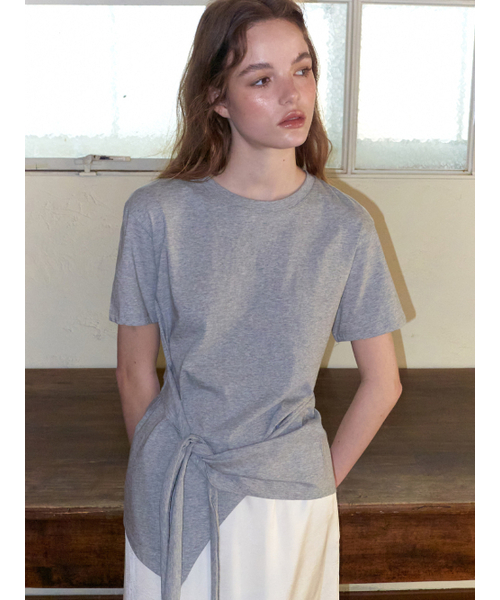 ETMON(エトモン)の「Tie Loose T-Shirt, Melange Grey(Tシャツ/カットソー・レディース・その他・F)」の2枚目の写真