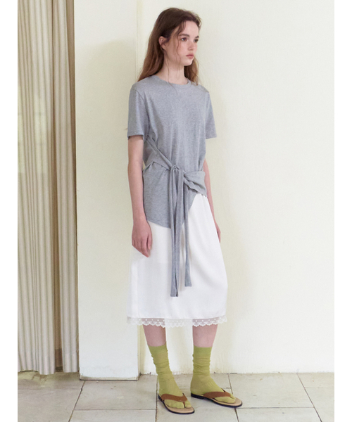 ETMON(エトモン)の「Tie Loose T-Shirt, Melange Grey(Tシャツ/カットソー・レディース・その他・F)」の4枚目の写真