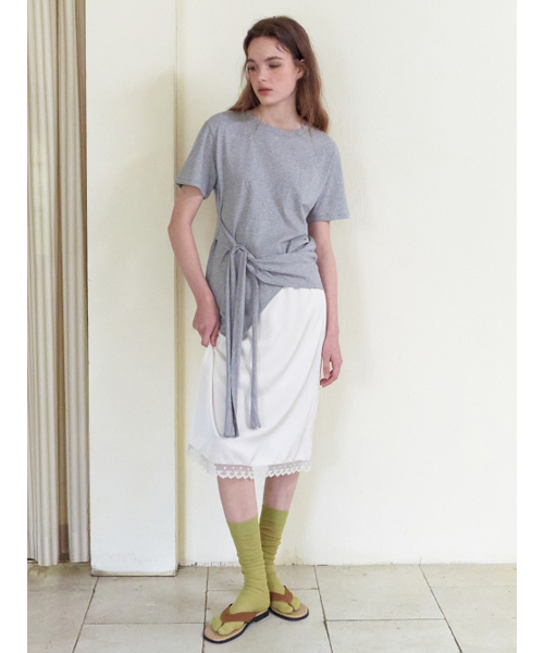 ETMON(エトモン)の「Tie Loose T-Shirt, Melange Grey(Tシャツ/カットソー・レディース・その他・F)」の5枚目の写真