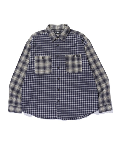 XLARGE(エクストララージ)の「PLAID PANEL L/S SHIRT(シャツ/ブラウス・メンズ・ネイビー/ブラウン・S/M/L/XL)」の1枚目の写真