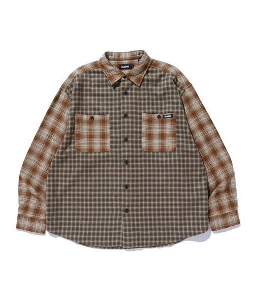XLARGE(エクストララージ)の「PLAID PANEL L/S SHIRT(シャツ/ブラウス・メンズ・ネイビー/ブラウン・S/M/L/XL)」の3枚目の写真