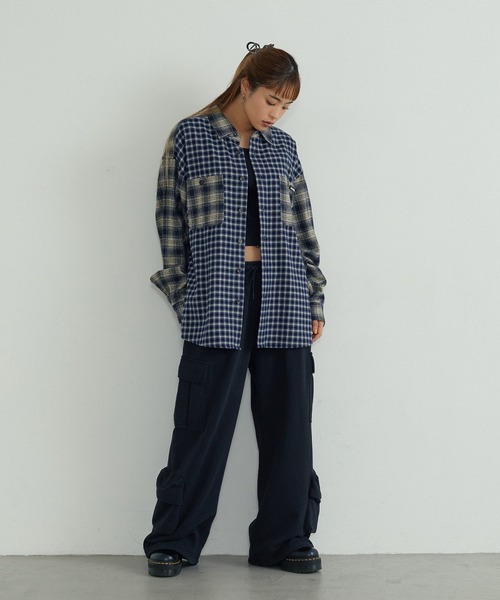 XLARGE(エクストララージ)の「PLAID PANEL L/S SHIRT(シャツ/ブラウス・メンズ・ネイビー/ブラウン・S/M/L/XL)」の5枚目の写真