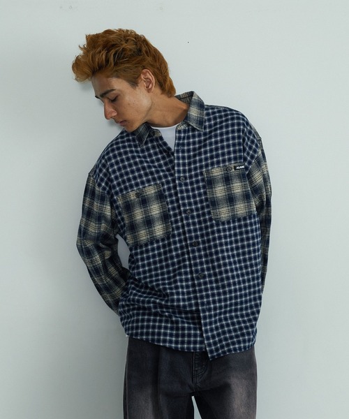 XLARGE(エクストララージ)の「PLAID PANEL L/S SHIRT(シャツ/ブラウス・メンズ・ネイビー/ブラウン・S/M/L/XL)」の7枚目の写真