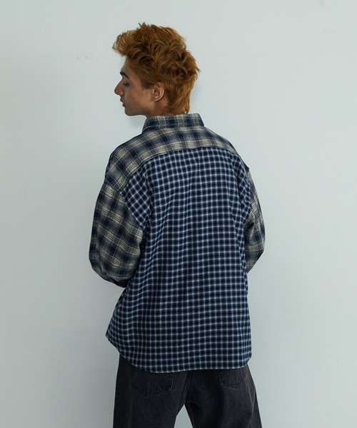XLARGE(エクストララージ)の「PLAID PANEL L/S SHIRT(シャツ/ブラウス・メンズ・ネイビー/ブラウン・S/M/L/XL)」の8枚目の写真