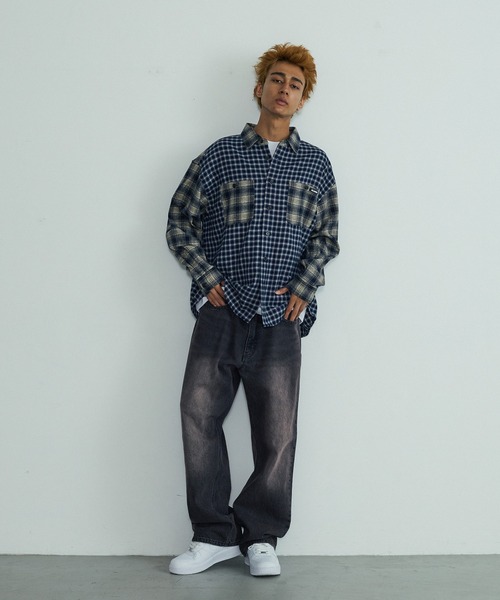 XLARGE(エクストララージ)の「PLAID PANEL L/S SHIRT(シャツ/ブラウス・メンズ・ネイビー/ブラウン・S/M/L/XL)」の9枚目の写真