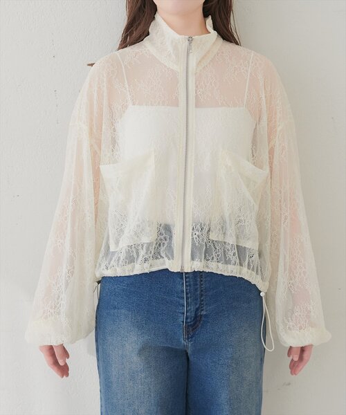 natural couture(ナチュラルクチュール)の「スタンドショートブルゾン(ブルゾン・レディース・アイボリー/グレー/ブルー/ブラック・FREE)」の10枚目の写真