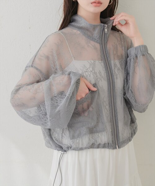 natural couture(ナチュラルクチュール)の「スタンドショートブルゾン(ブルゾン・レディース・アイボリー/グレー/ブルー/ブラック・FREE)」の20枚目の写真