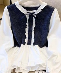 メロウフリル リボンタイ 2WAY フリルブラウス
