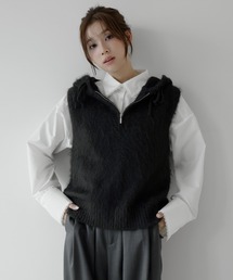 モヘアジップフードベスト