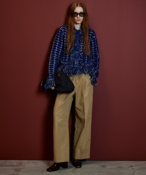 MAISON SPECIAL（メゾンスペシャル）の「【2026Autumn PRE-ORDER】Fringe Tweed Knit Cardigan/フリンジツイードニットカーディガン（カーディガン/ボレロ・レディース・ホワイト/ブルー/マルチ・FREE）」の4枚目の写真