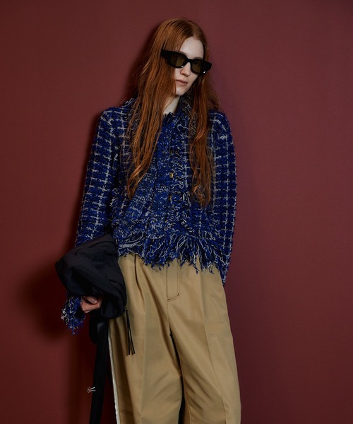 MAISON SPECIAL（メゾンスペシャル）の「【2026Autumn PRE-ORDER】Fringe Tweed Knit Cardigan/フリンジツイードニットカーディガン（カーディガン/ボレロ・レディース・ホワイト/ブルー/マルチ・FREE）」の7枚目の写真