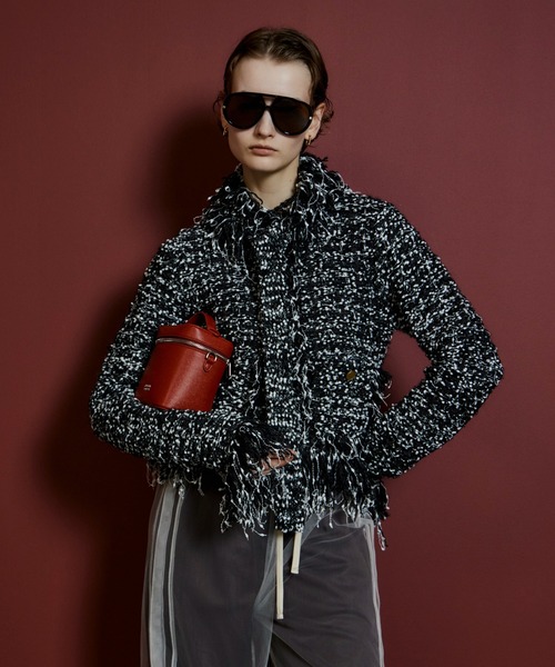 MAISON SPECIAL（メゾンスペシャル）の「【2026Autumn PRE-ORDER】Fringe Tweed Knit Cardigan/フリンジツイードニットカーディガン（カーディガン/ボレロ・レディース・ホワイト/ブルー/マルチ・FREE）」の9枚目の写真