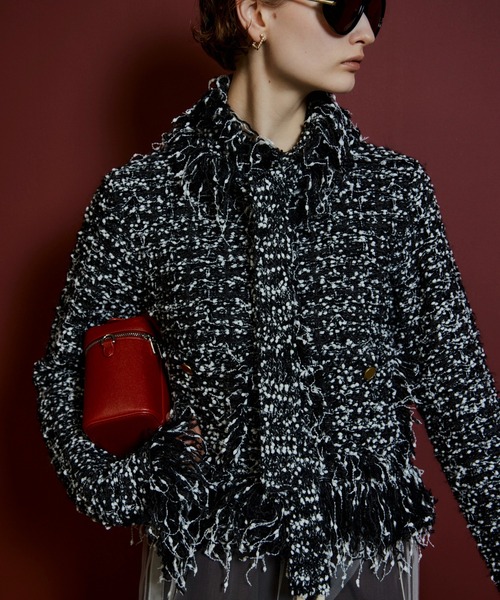 MAISON SPECIAL（メゾンスペシャル）の「【2026Autumn PRE-ORDER】Fringe Tweed Knit Cardigan/フリンジツイードニットカーディガン（カーディガン/ボレロ・レディース・ホワイト/ブルー/マルチ・FREE）」の12枚目の写真