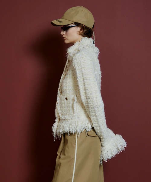 MAISON SPECIAL（メゾンスペシャル）の「【2026Autumn PRE-ORDER】Fringe Tweed Knit Cardigan/フリンジツイードニットカーディガン（カーディガン/ボレロ・レディース・ホワイト/ブルー/マルチ・FREE）」の14枚目の写真