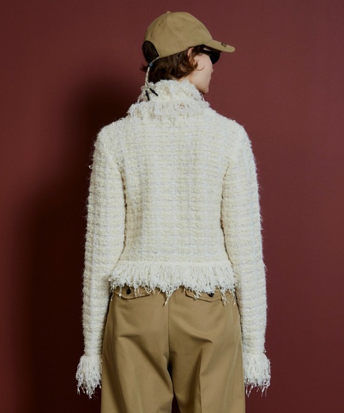 MAISON SPECIAL（メゾンスペシャル）の「【2026Autumn PRE-ORDER】Fringe Tweed Knit Cardigan/フリンジツイードニットカーディガン（カーディガン/ボレロ・レディース・ホワイト/ブルー/マルチ・FREE）」の15枚目の写真