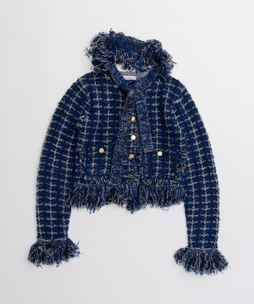 MAISON SPECIAL（メゾンスペシャル）の「【2026Autumn PRE-ORDER】Fringe Tweed Knit Cardigan/フリンジツイードニットカーディガン（カーディガン/ボレロ・レディース・ホワイト/ブルー/マルチ・FREE）」の21枚目の写真